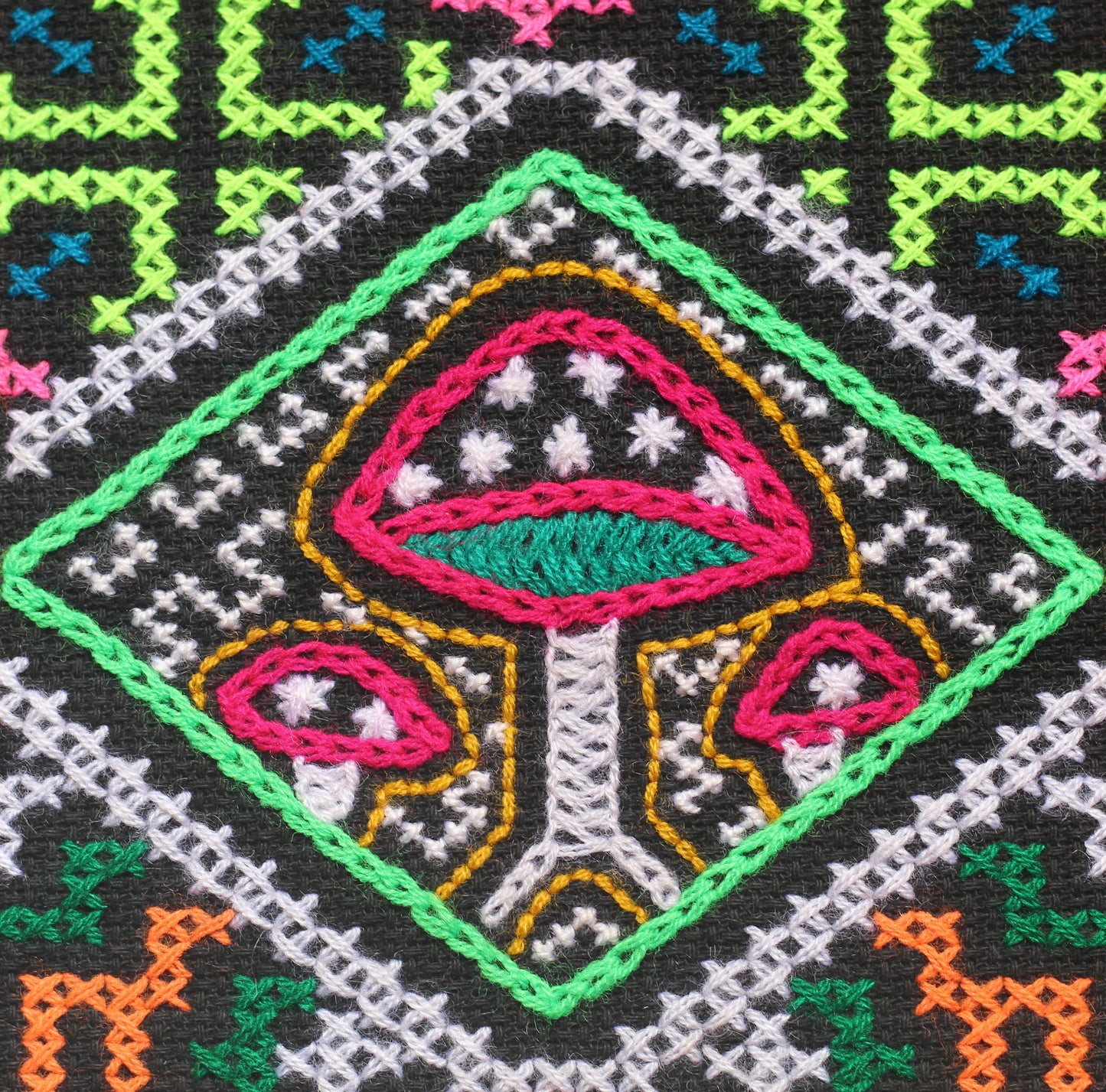 Medizin Pilz - Shipibo Altartuch , 33x34cm- Schamanisches Tuch - Silvia Ricopa - Sacred Weavings