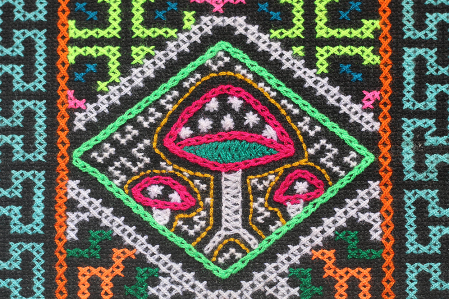 Medizin Pilz - Shipibo Altartuch , 33x34cm- Schamanisches Tuch - Silvia Ricopa - Sacred Weavings