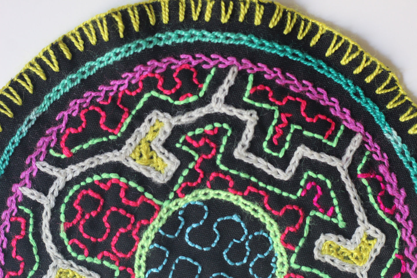 Shipibo Aufnäher - 14cm Diameter - Papa Inti - Sacred Weavings