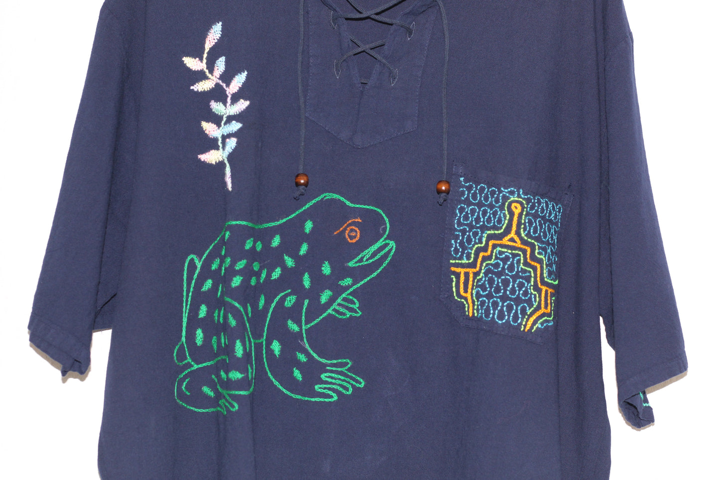 Shipibo Baumwollhemd in Blau
