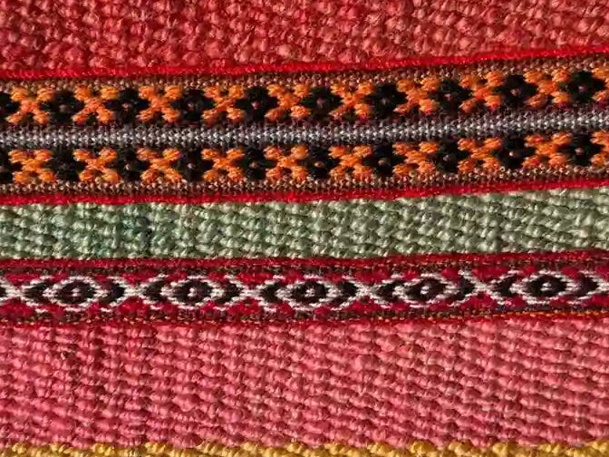 Handwoven shoulder bag made of sheep's wool - Vibrantly patterned - Turquoise, pink, orange