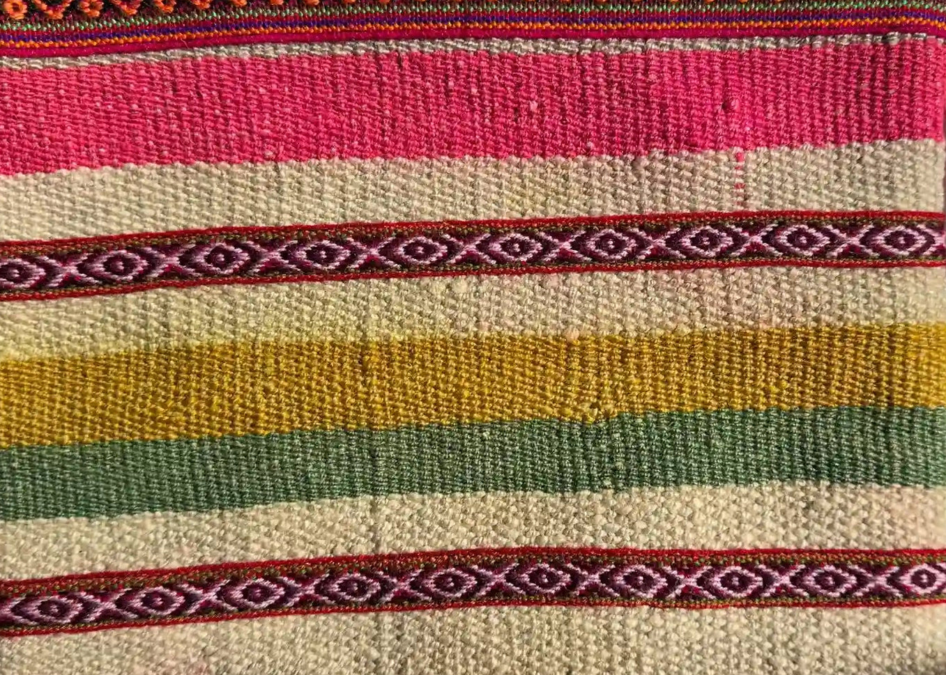 Handwoven Wool Bag - Vibrant Ethnic Pattern - Crimson Red & Orange - Large