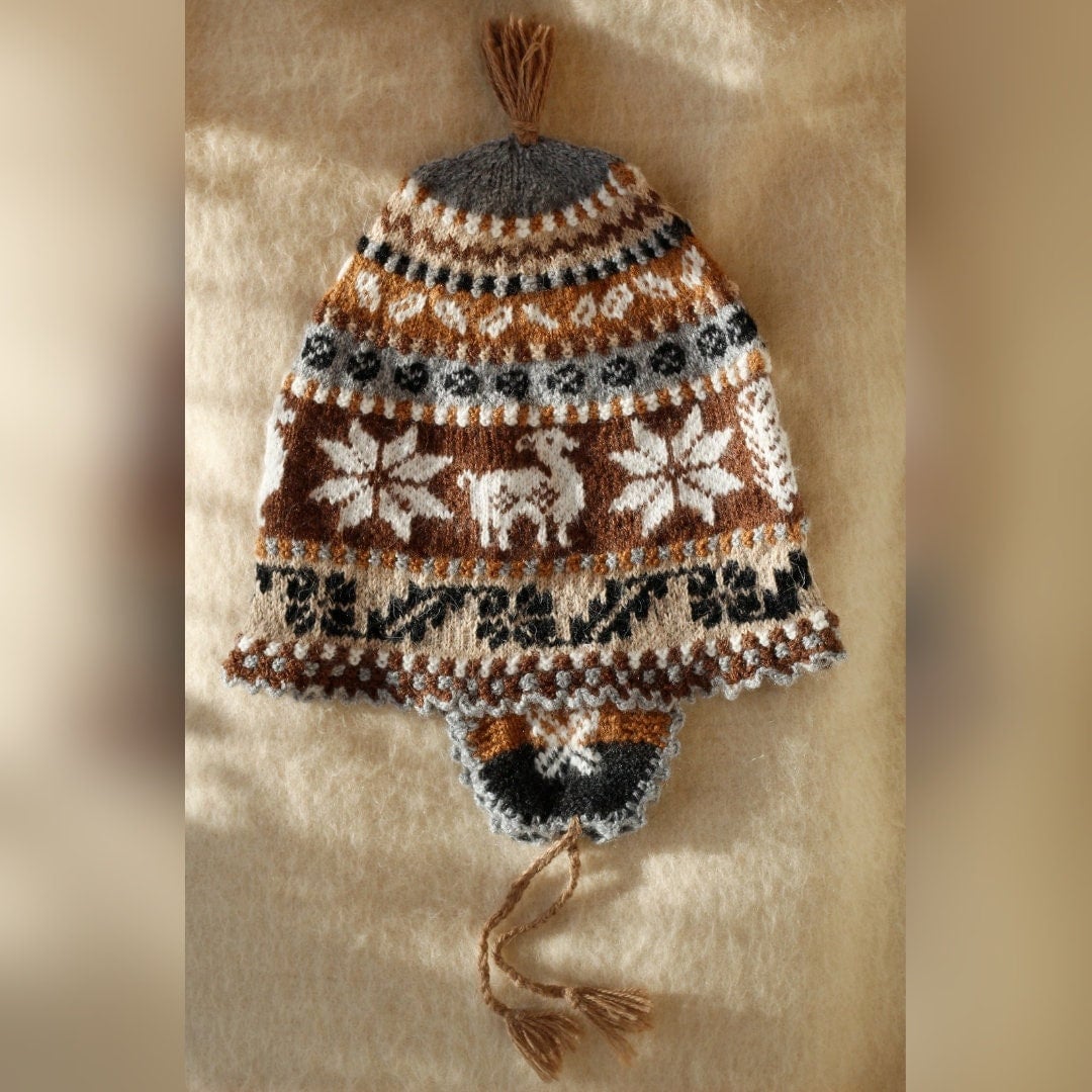 Alpaka Wollmütze mit Ohrenschutz "Chullo" - Handgewoben - Sacred Weavings