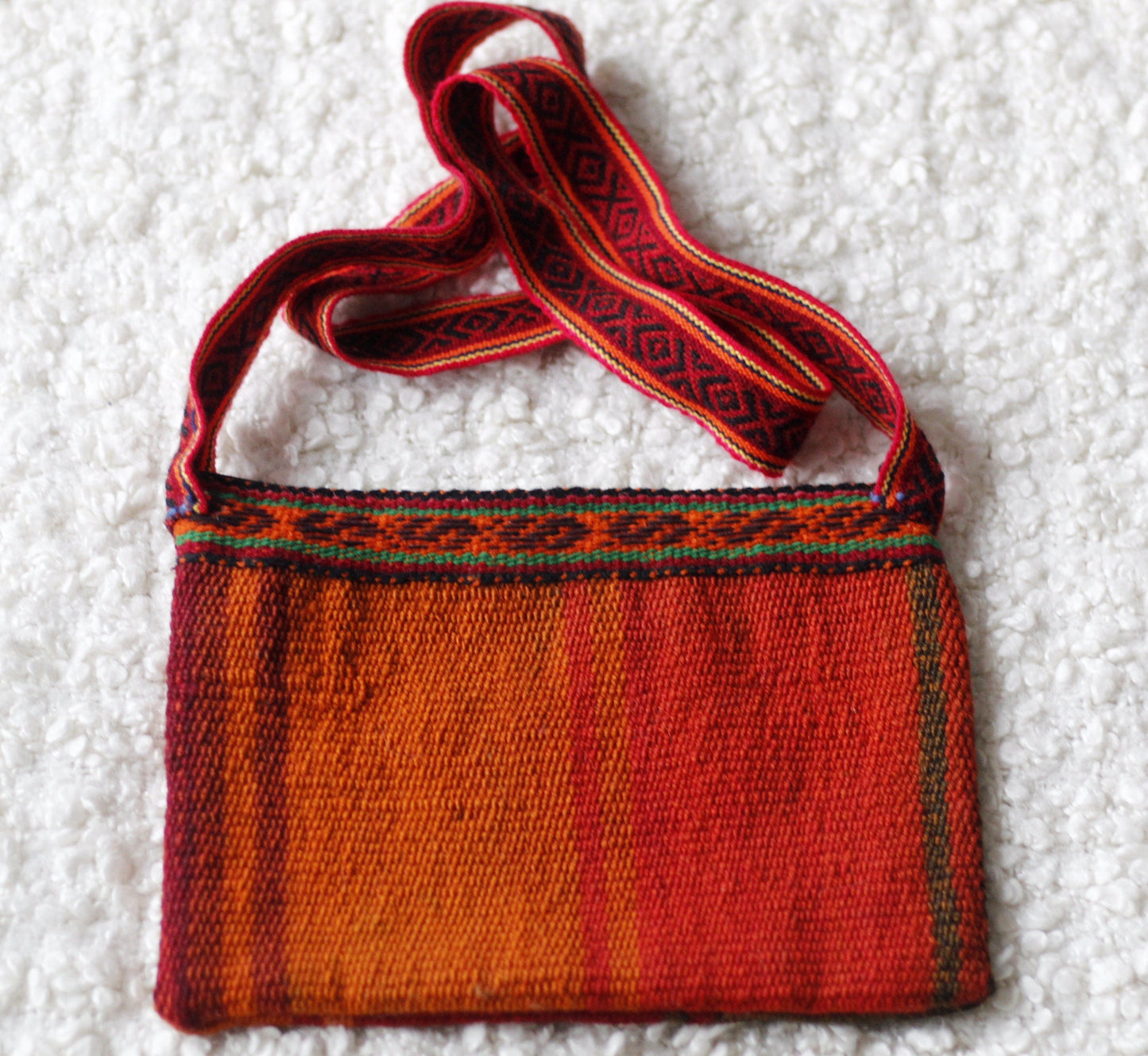 Handgewebte Wolltasche - Später Sonnenuntergang - 26x20cm - Sacred Weavings