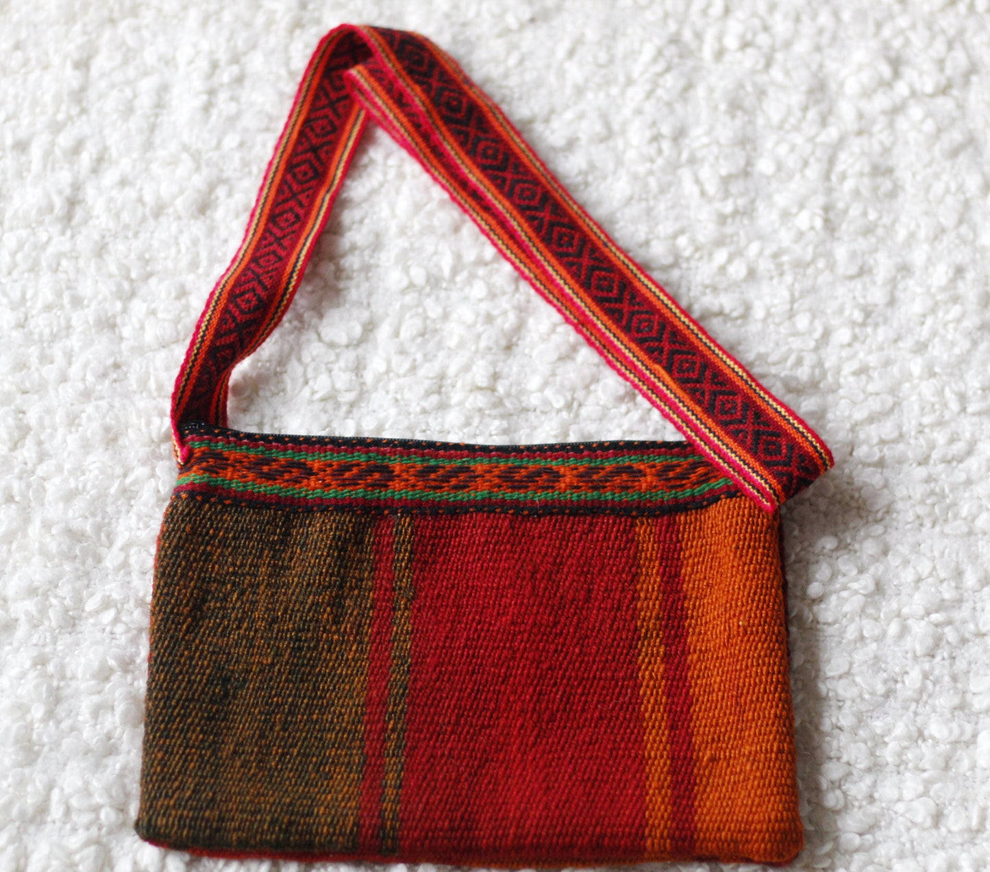 Handgewebte Wolltasche - Später Sonnenuntergang - 26x20cm - Sacred Weavings