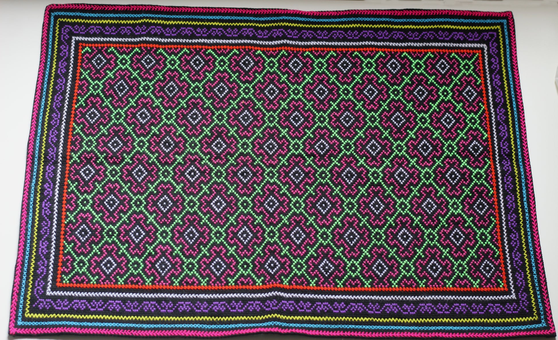 Shipibo Altartuch in Violett, 64x44cm - Schamanisches Tuch - Astrale Kraft - Silvia Ricopa - Sacred Weavings 
