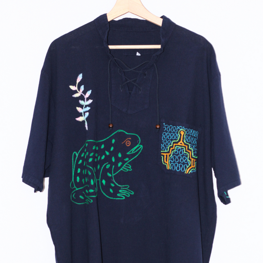 Shipibo Baumwollhemd in Blau