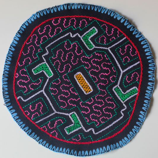 Shipibo Aufnäher - 13cm Diameter - Del Monte hacia el Mar - Sacred Weavings 