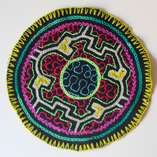 Shipibo Aufnäher - 14cm Diameter - Papa Inti - Sacred Weavings 