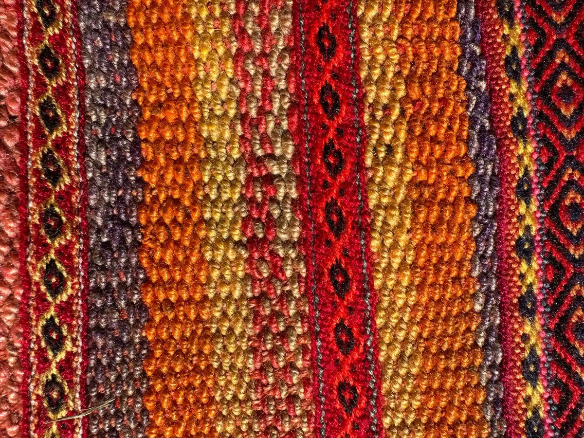 Handwoven Wool Bag - Vibrant Ethnic Pattern - Red &amp; Orange - Large