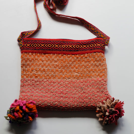 Handgewebte Wolltasche - Lebhaft ethnisch gemustert - Orange Sunshine - Sacred Weavings 