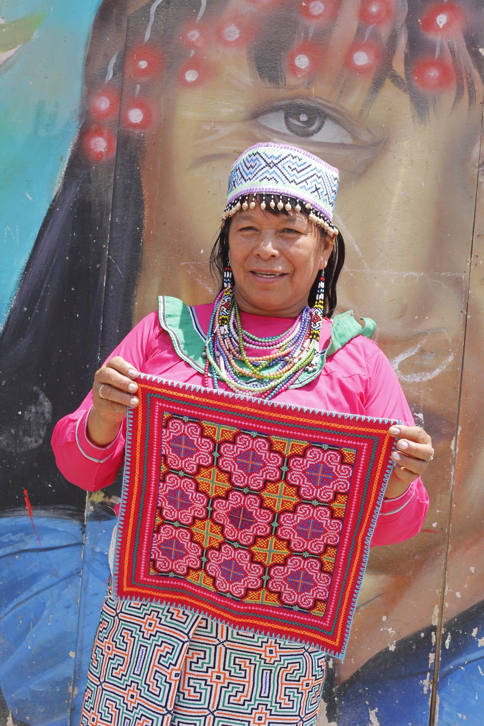 Shipibo Altar Tuch in Rot, 38x35cm - Sacred Weavings 