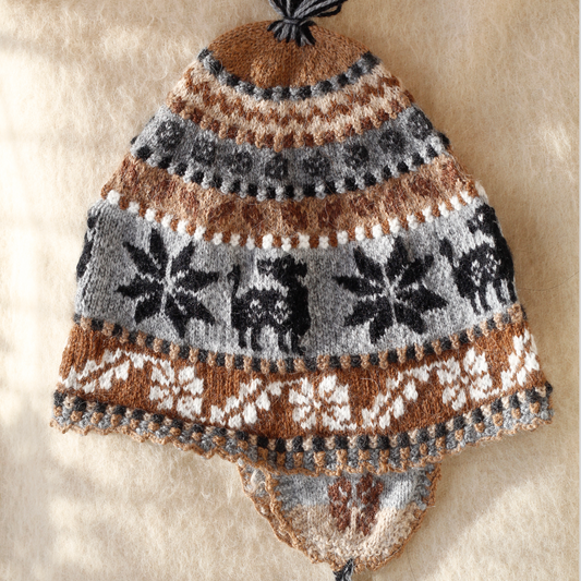 Alpaka Wollmütze mit Ohrenschutz "Chullo" - Handgewoben - Sacred Weavings 