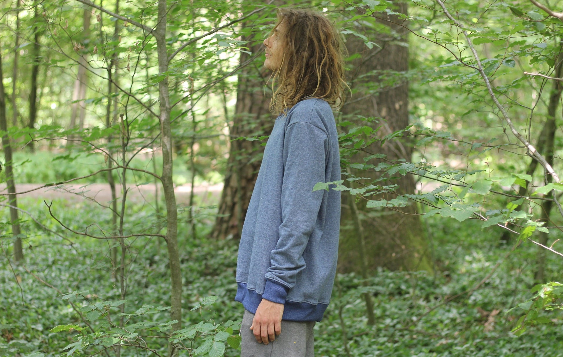 Bio-Baumwollpullover - Hafermilch & Heidelbeeren Blau - Sacred Weavings 